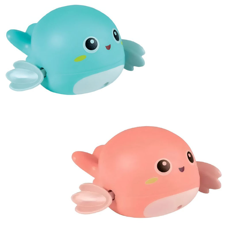 Brinquedo de Banho Baleia Nada Bebê Diversão Criança Banheira Rosa Azul Infantil Piscina Chuveiro Buba Megalomania