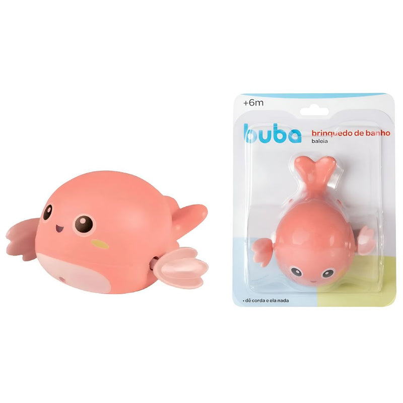Brinquedo de Banho Baleia Nada Bebê Diversão Criança Banheira Rosa Azul Infantil Piscina Chuveiro Buba Megalomania