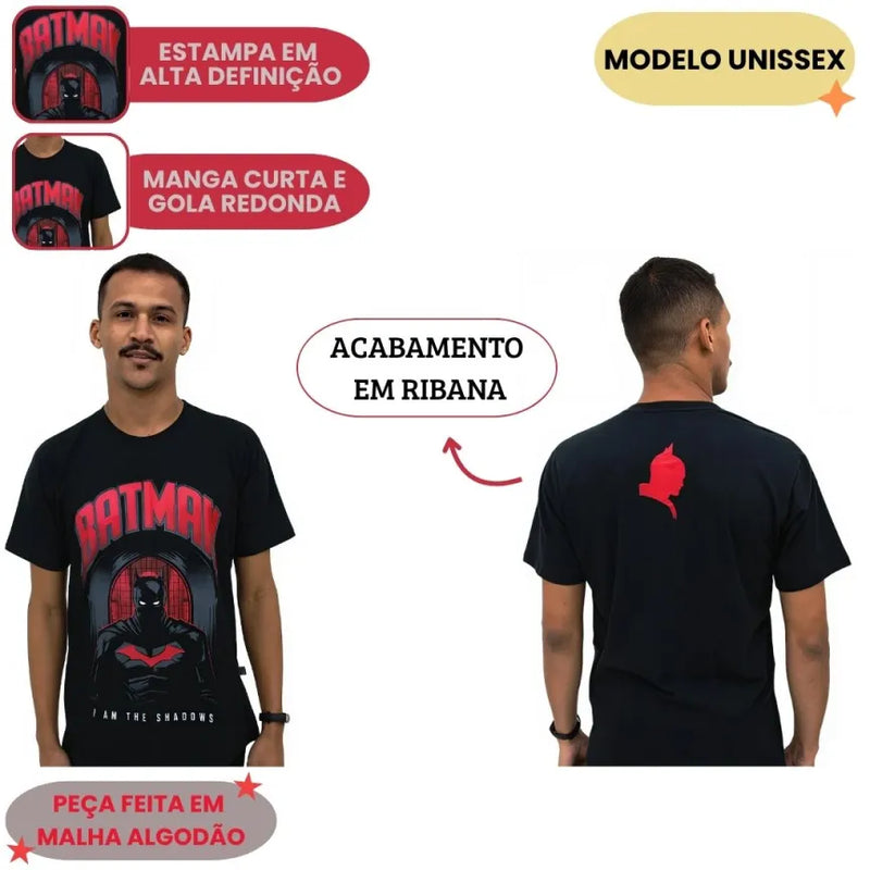 Camiseta Unissex Adulto Batman Shadowns Dc Comics Gotham Geek Nerd
