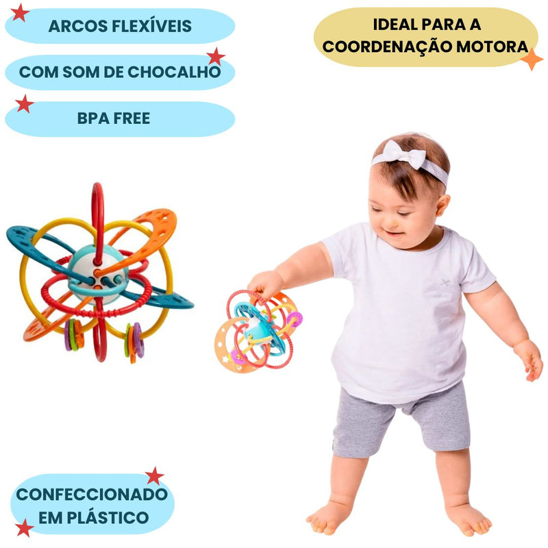 Chocalho Com Mordedor Flexível Macio Divertido Space Ball Bebê Interativo Seguro Brinquedo Buba