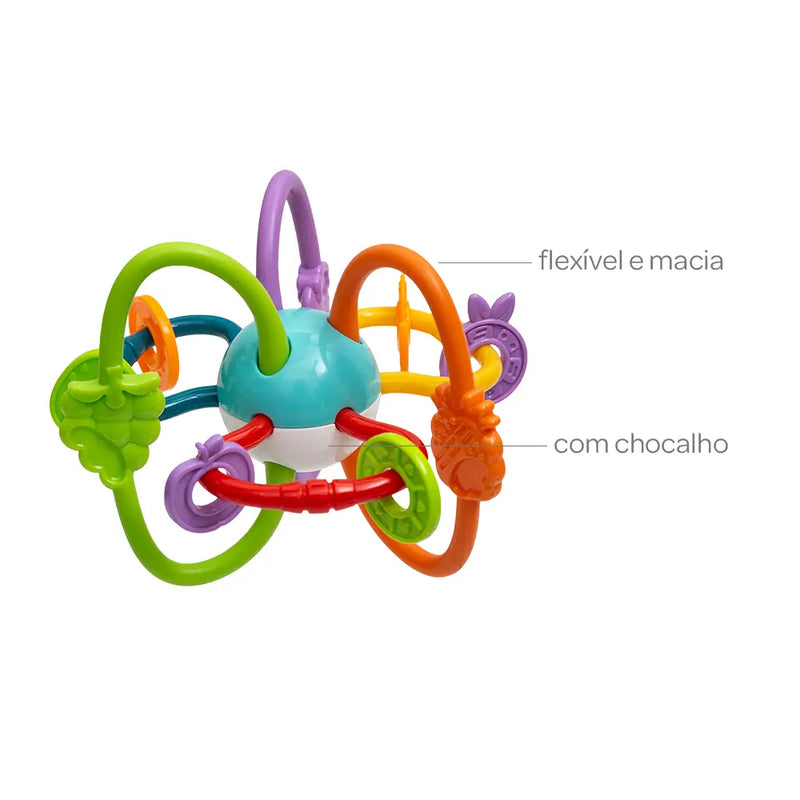 Mordedor Chocalho Macio Flexível Para Bebê Fruit Ball Buba Megalomania