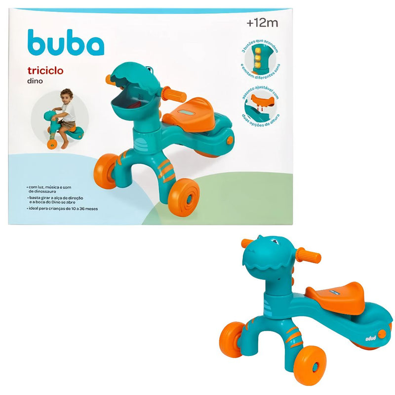 Triciclo Infantil Baby Dino Andador Som Led Equilíbrio Som Brincadeira Primeiros Passos Criança Megalomania