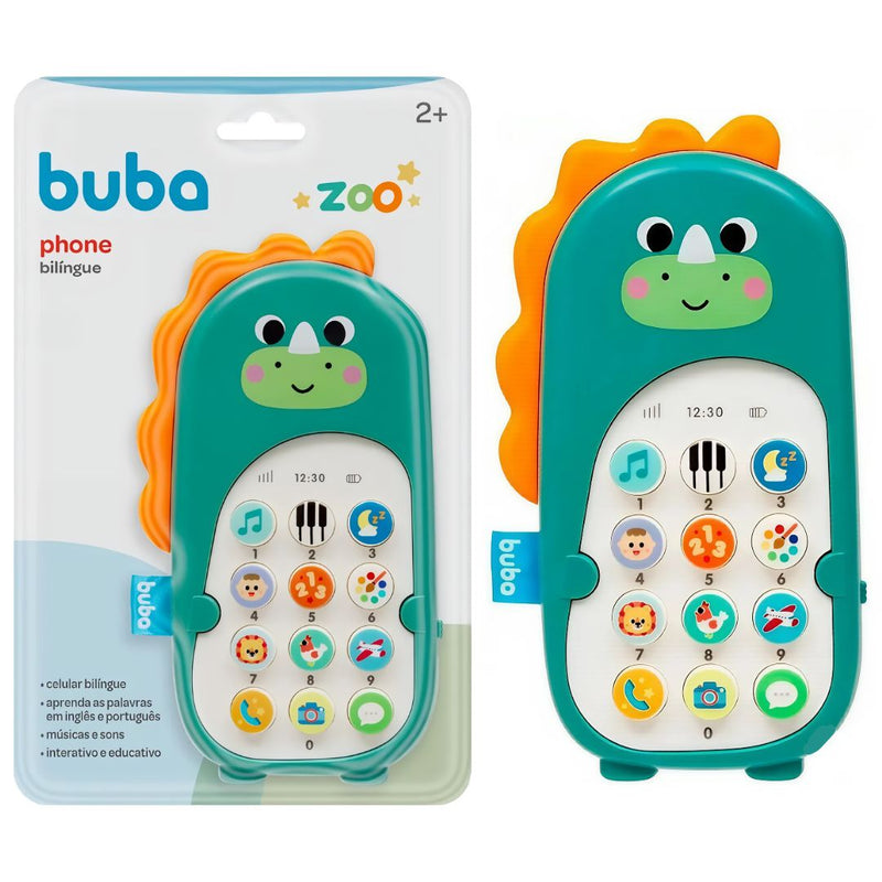 Brinquedo Infantil Phone Bilíngue Dino Zoo Aprender Som Educativo Musical Inglês Português Criança Megalomania