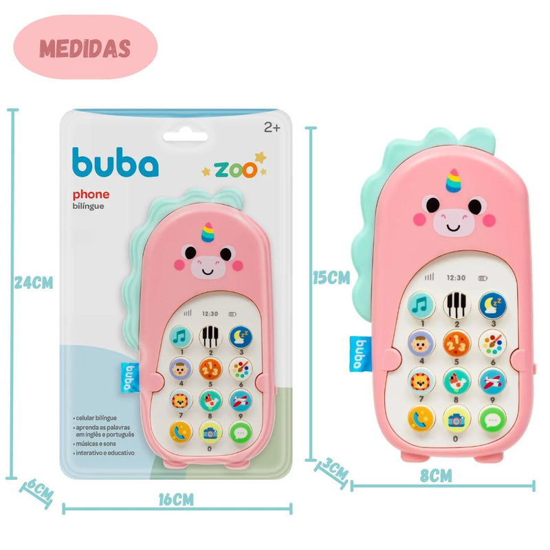 Brinquedo Infantil Phone Bilíngue Unicórnio Aprender Som Educativo Musical Inglês Português Criança Megalomania