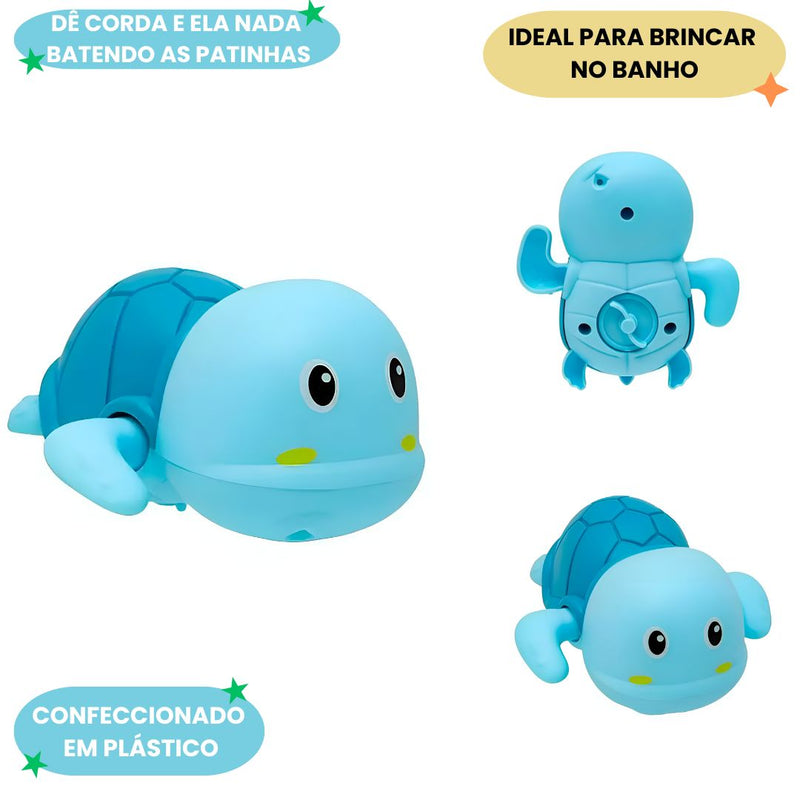 Brinquedo de Banho Tartaruga Azul Rosa Bebê Banheira Piscina Infantil Criança Diversão Megalomania