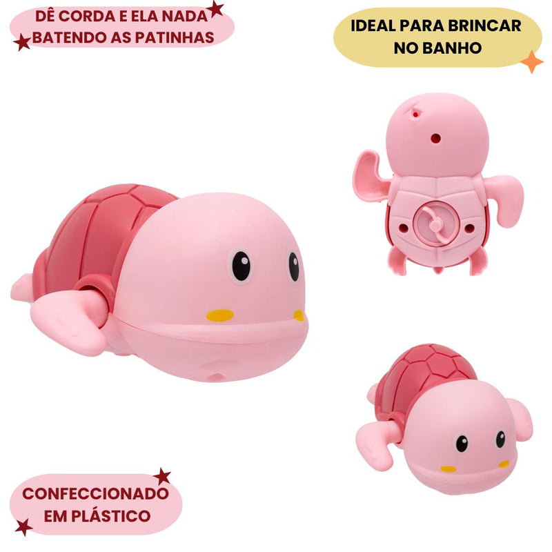 Brinquedo de Banho Tartaruga Azul Rosa Bebê Banheira Piscina Infantil Criança Diversão Megalomania