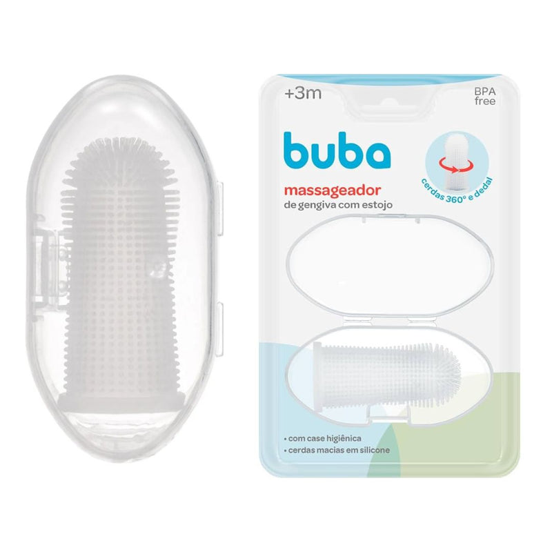 Massageador de Gengiva 360° Bebê Cuidado Higiene Dedeira Silicone Dente Incolor Buba
