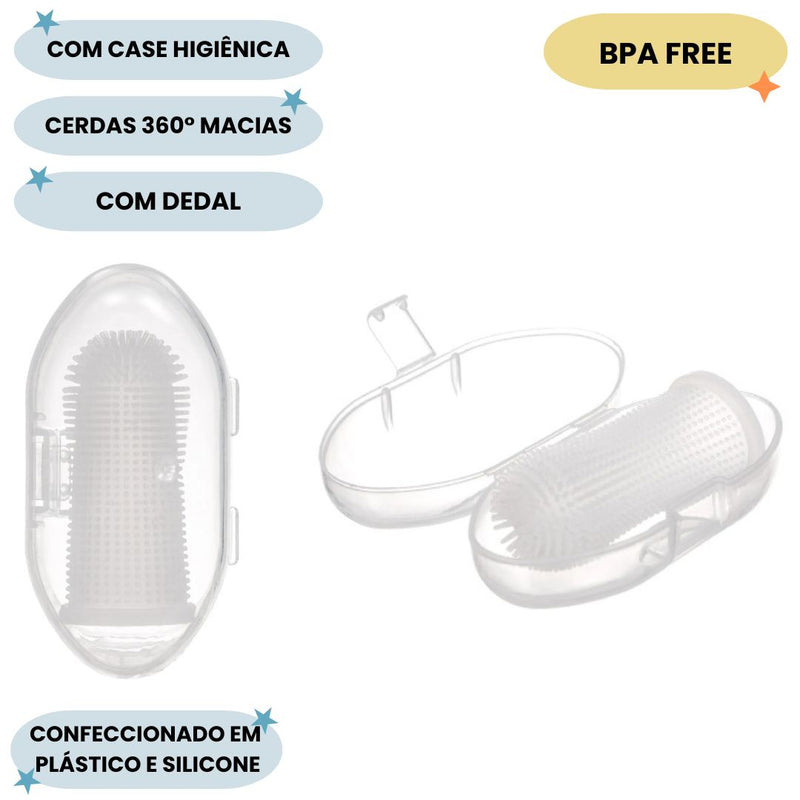Massageador de Gengiva 360° Bebê Cuidado Higiene Dedeira Silicone Dente Incolor Buba