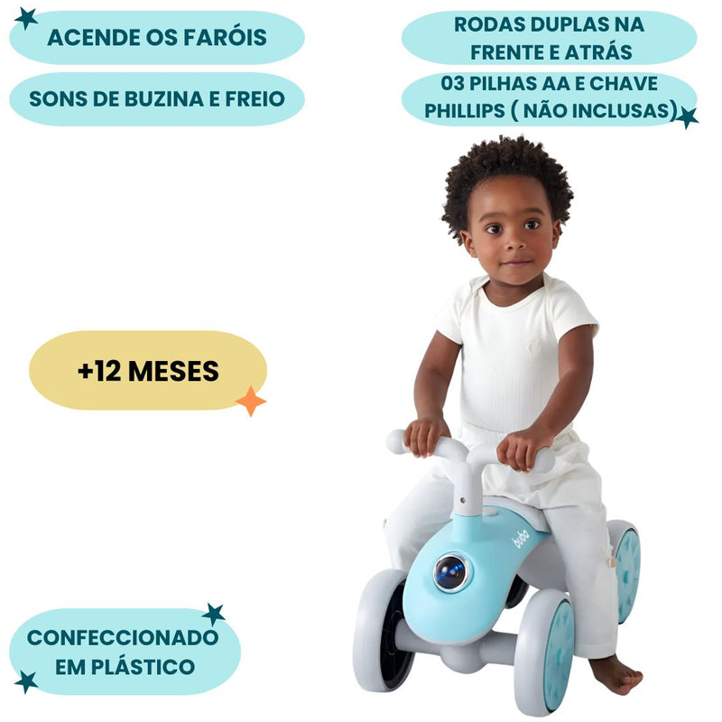 Bicicleta Scooter de Equilíbrio Sem Pedal Passeio Criança Bebê Primeiros Passos Farol Som Infantil Megalomania