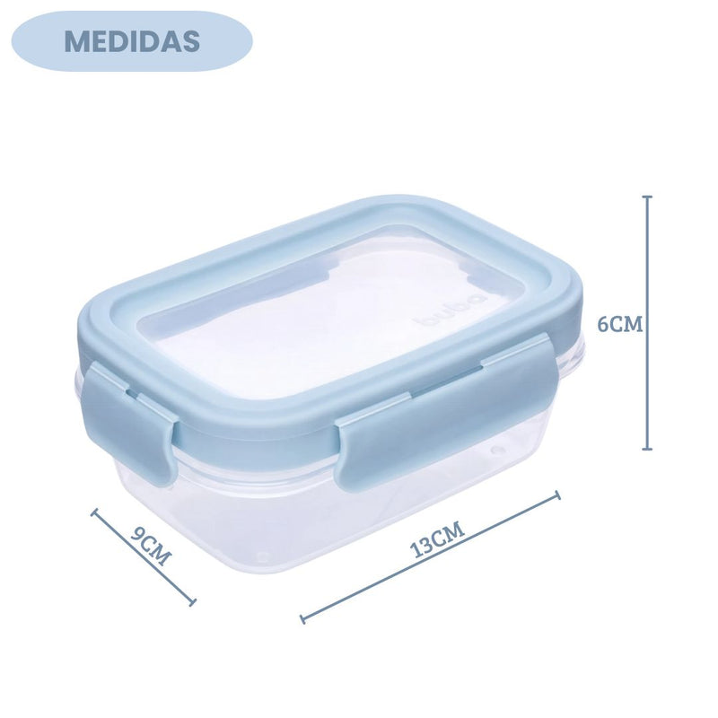 Kit 3 Potinhos Hermético Azul Bebê Papinha Alimentos Buba Organização Maternidade Frutas