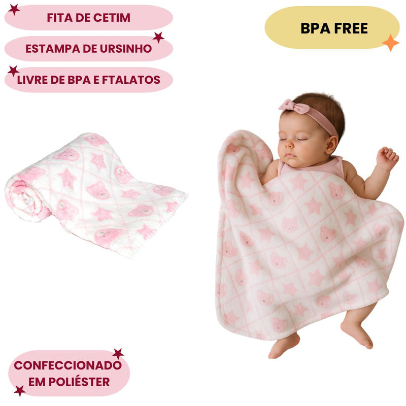 Mantinha Soninho Do Bebê Rosa Buba Confortavel Quentinha Berço Carrinho Frio Passeio Aconchego