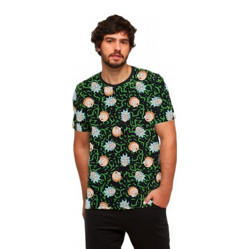 Camiseta Unissex Adulto Rick And Morty Faces Desenho Animado Geek