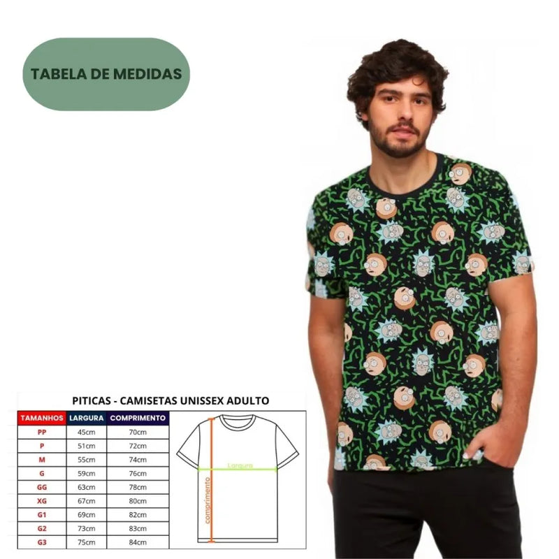 Camiseta Unissex Adulto Rick And Morty Faces Desenho Animado Geek