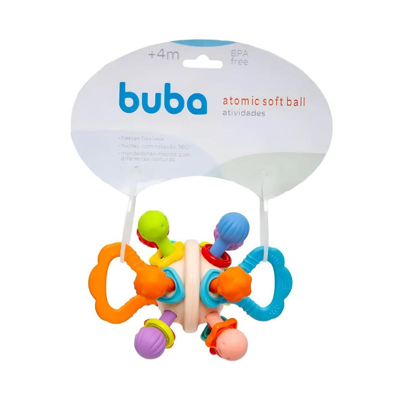 Bola Atomic Soft Ball De Atividades Com Mordedor Chocalho Bebê Buba Hastes Flexível Brincadeira Megalomania