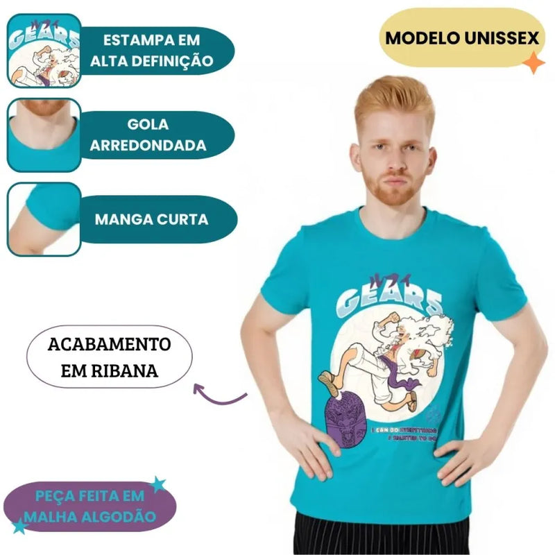 Camiseta Unissex Adulto One Piece Gears5 Gomu Anime Geek