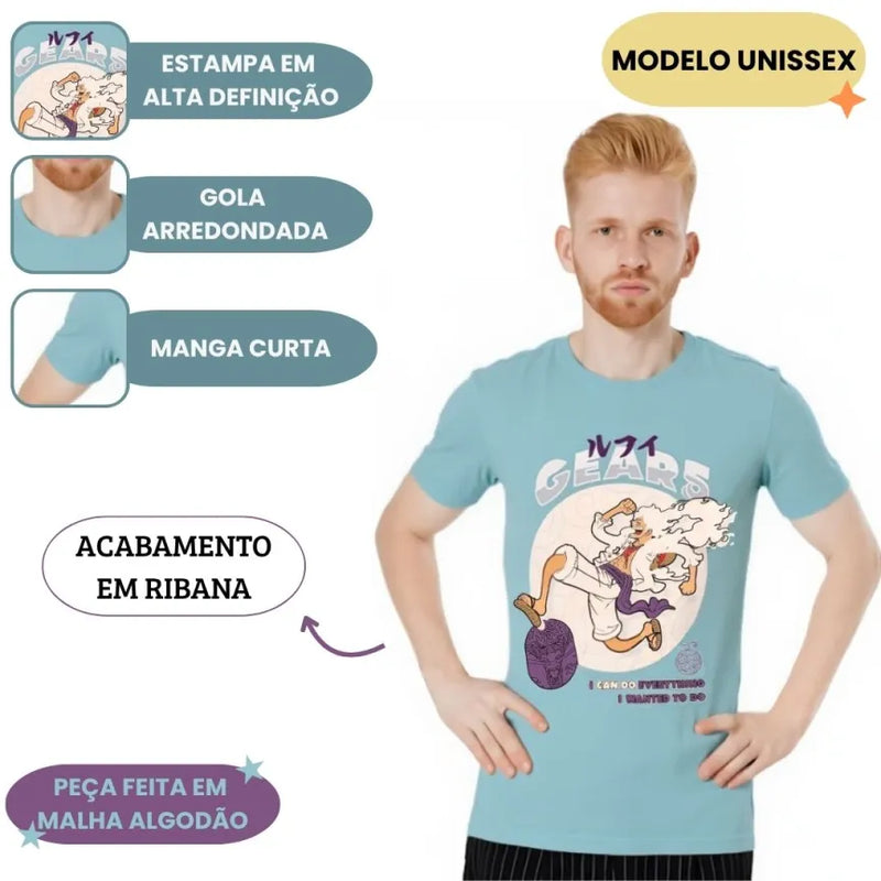Camiseta Unissex Adulto One Piece Gears5 Gomu Anime Geek