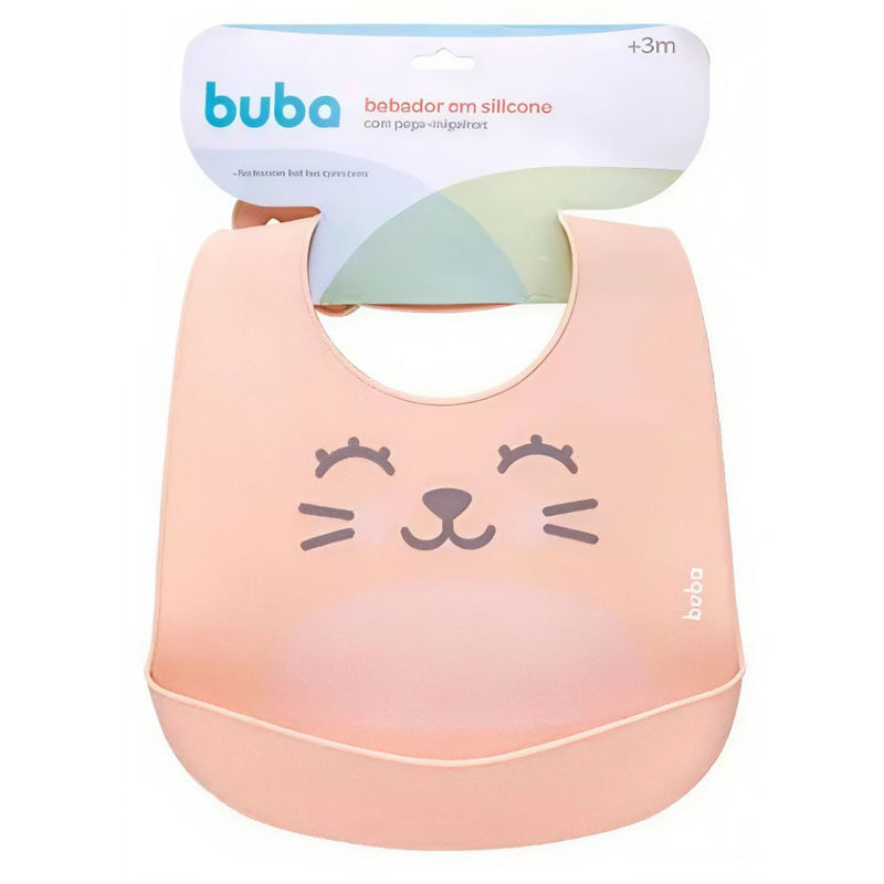 Babador em Silicone Gumy Com Pega Migalhas Cor Pêssego Lavável Bebê Alimentação Maternidade Buba Megalomania