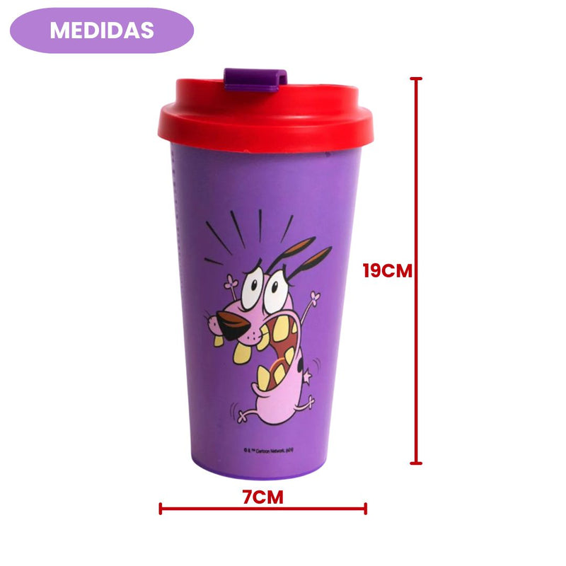 Copo Star Cão Coragem Susto 500ml Plástico Grito Cartoon Desenho Megalomania