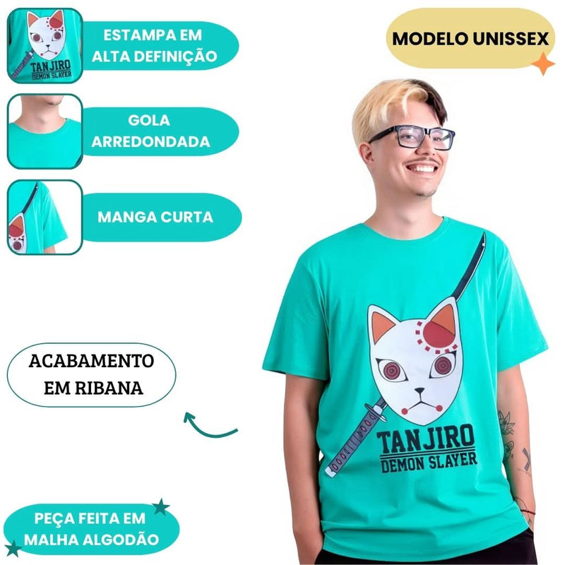 Camiseta Unissex Adulto Demon Slayer Tanjiro Desenho Anime Piticas