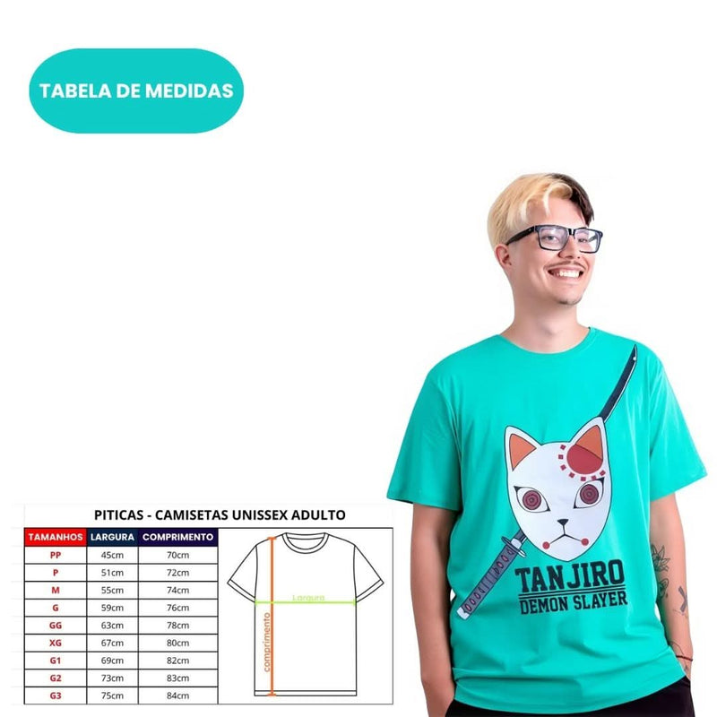 Camiseta Unissex Adulto Demon Slayer Tanjiro Desenho Anime Piticas