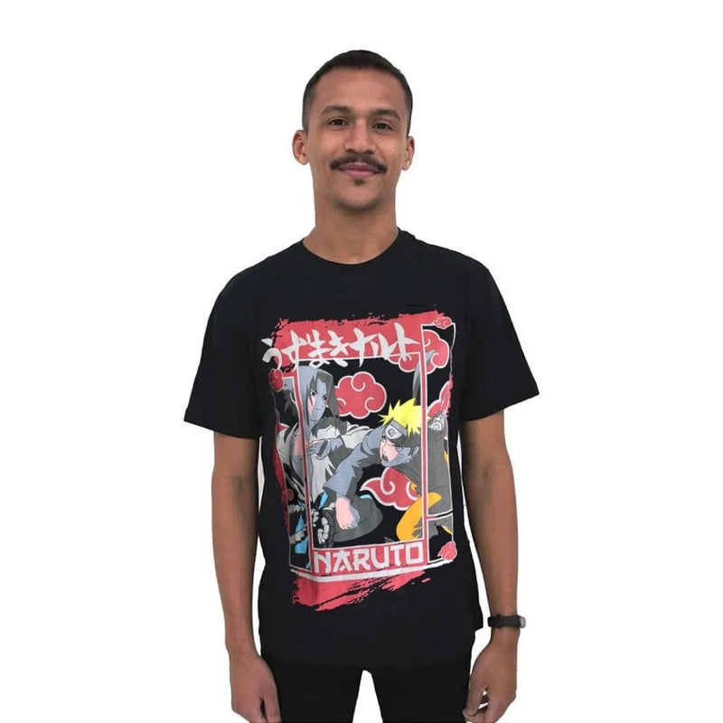 Camiseta Unissex Adulto Naruto VS Sasuke Anime Nerd Geek Mangá Piticas