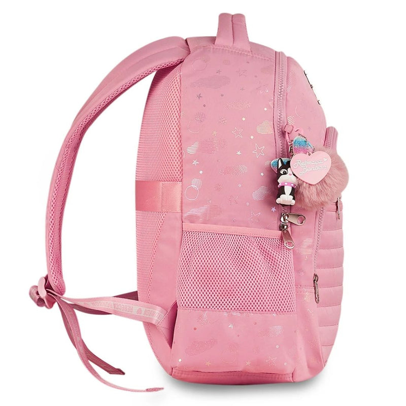 Kit Mochila Costas Rebecca Bonbon Holográfica Rosa Claro Estojo Box Escolar Juvenil Meninas Clio