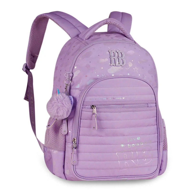 Kit Mochila Costas Rebecca Bonbon Holográfica Lilás Estojo Box Juvenil Feminino Meninas Escolar Clio Megalomania