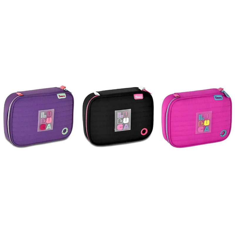 Estojo Box Grande Lilás Preto Rosa Luluca Juvenil Meninas Escolar Colorido Clio Megalomania