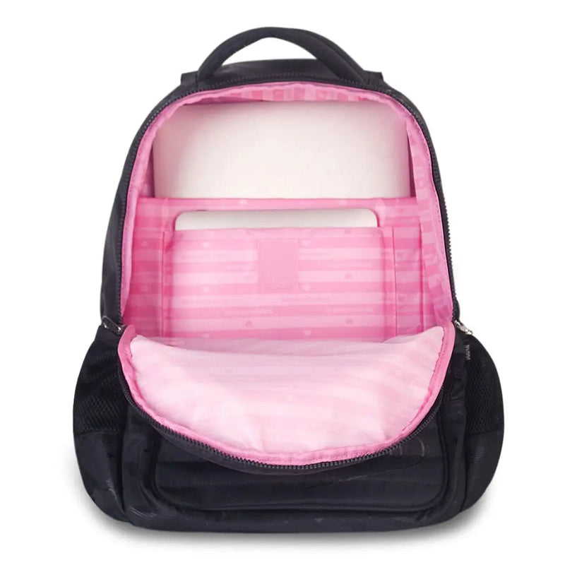 Mochila Costas Rebecca Bonbon Holográfica Preto Juvenil Meninas Feminino Escolar Clio Megalomania