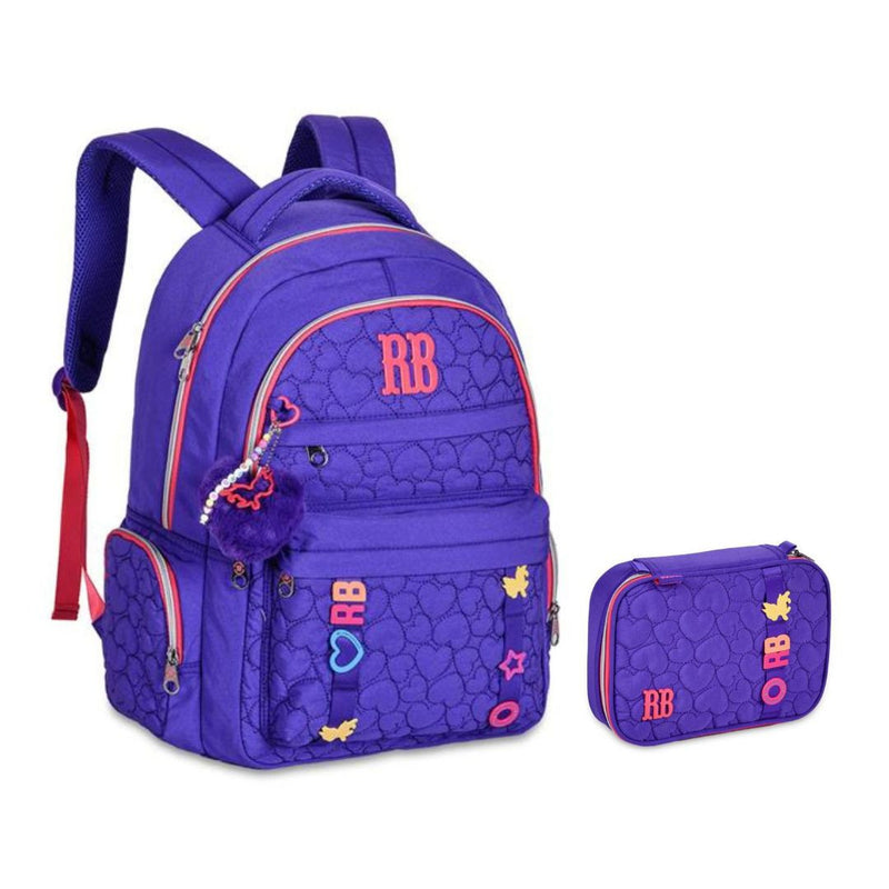 Kit Mochila Costas Rebecca Bonbon Roxa Estojo Box Juvenil Escolar Meninas Feminino Clio