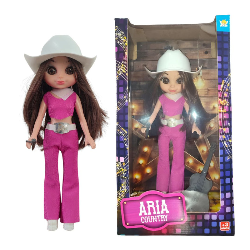 Brinquedo Boneca Cantora Aria Country Sertanejo Viola Menina Infantil CowGirl Ana Castela Chapéu