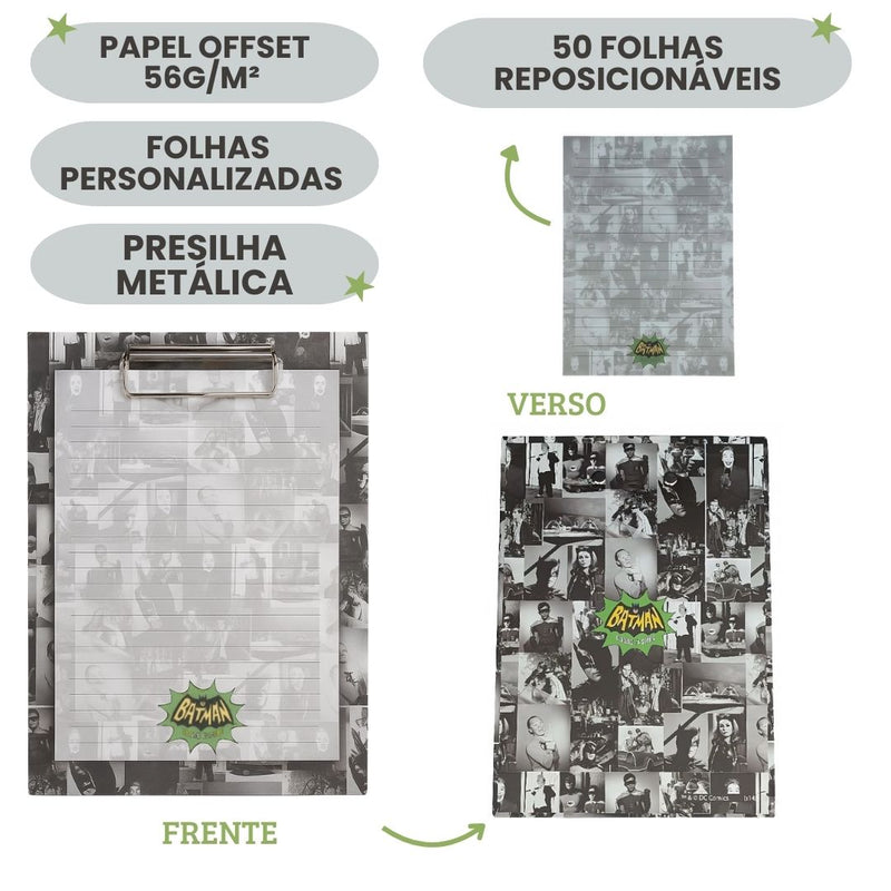 Bloco Anotação Prancheta Batman Movie Serie Dc Comic Cenas