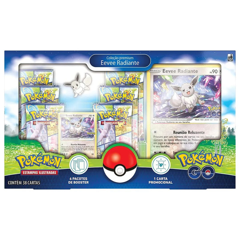 Box Jogo Pokémon Go Coleção Premium Eeve Radiante Tcg Copag Megalomania