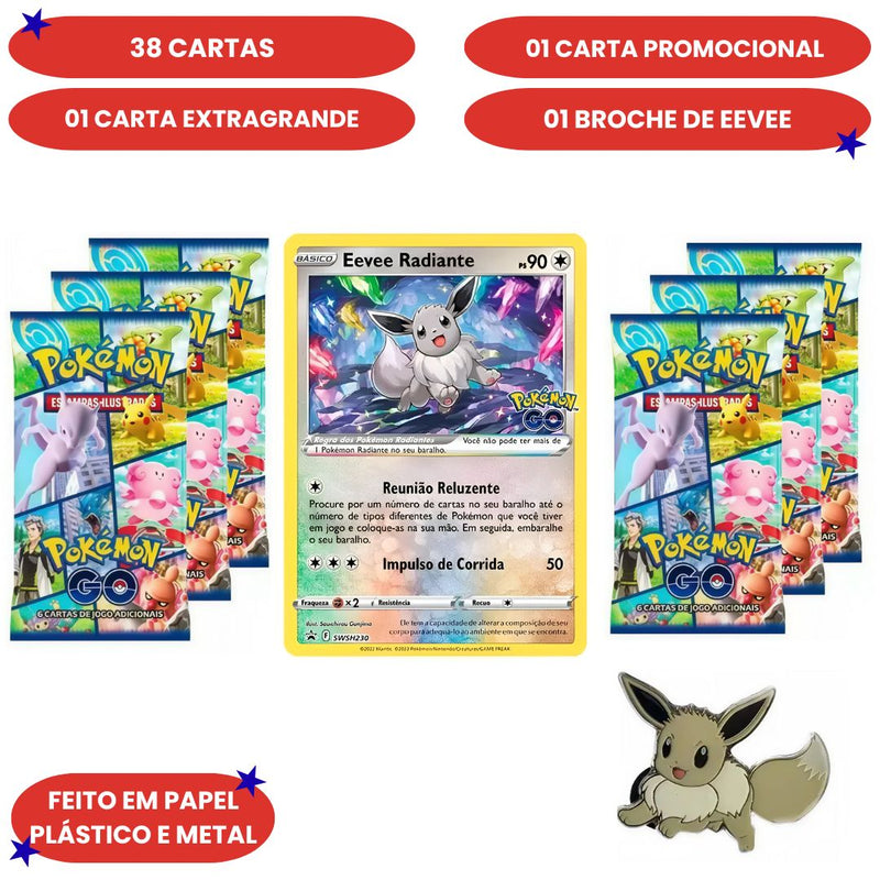 Box Jogo Pokémon Go Coleção Premium Eeve Radiante Tcg Copag Megalomania