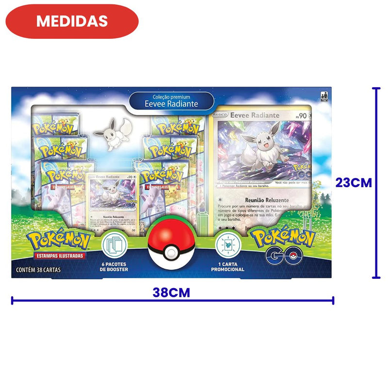 Box Jogo Pokémon Go Coleção Premium Eeve Radiante Tcg Copag Megalomania