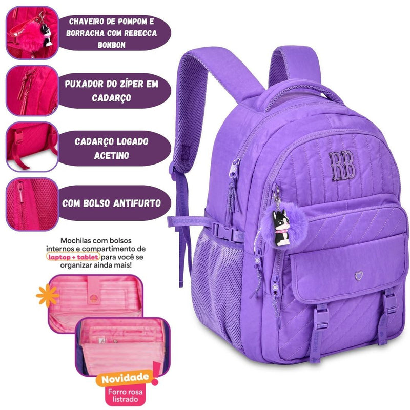 Mochila Costas Rebecca Bonbon Escolar Notebook Aulas Resistente Juvenil Oficial Megalomania