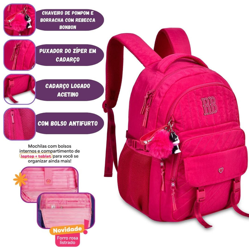 Mochila Costas Rebecca Bonbon Escolar Notebook Aulas Resistente Juvenil Oficial Megalomania