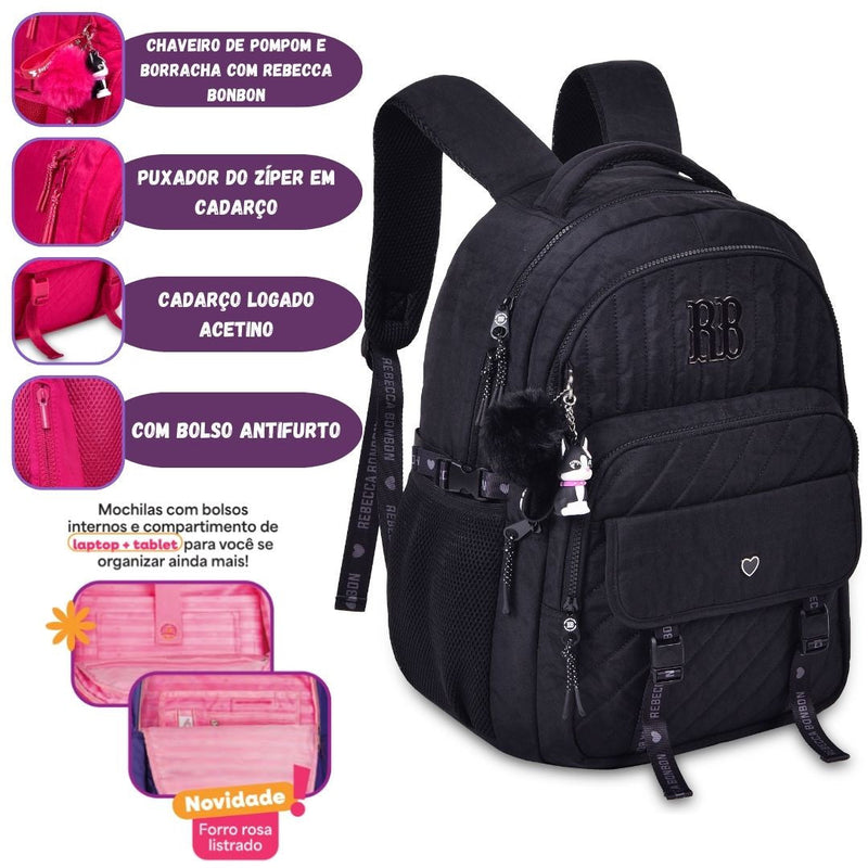 Mochila Costas Rebecca Bonbon Escolar Notebook Aulas Resistente Juvenil Oficial Megalomania