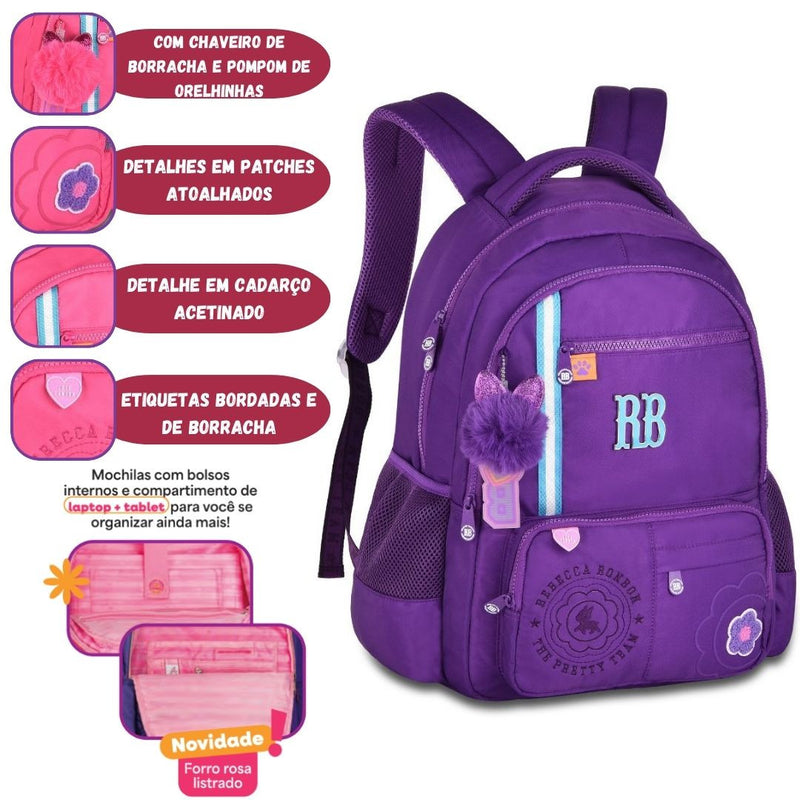 Mochila Costas Rebecca Bonbon Notebook Escolar Adolescente Estilosa Volta Aulas Original Feminina