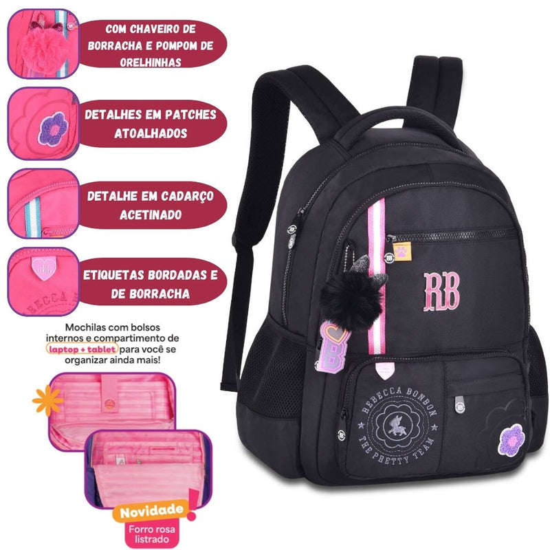 Mochila Costas Rebecca Bonbon Notebook Escolar Adolescente Estilosa Volta Aulas Original Feminina