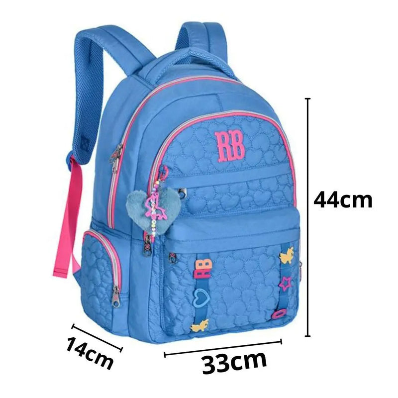 Kit Mochila Costas Rebecca Bonbon Azul Estojo Grande Box Juvenil Meninas Escolar Feminino Clio Megalomania