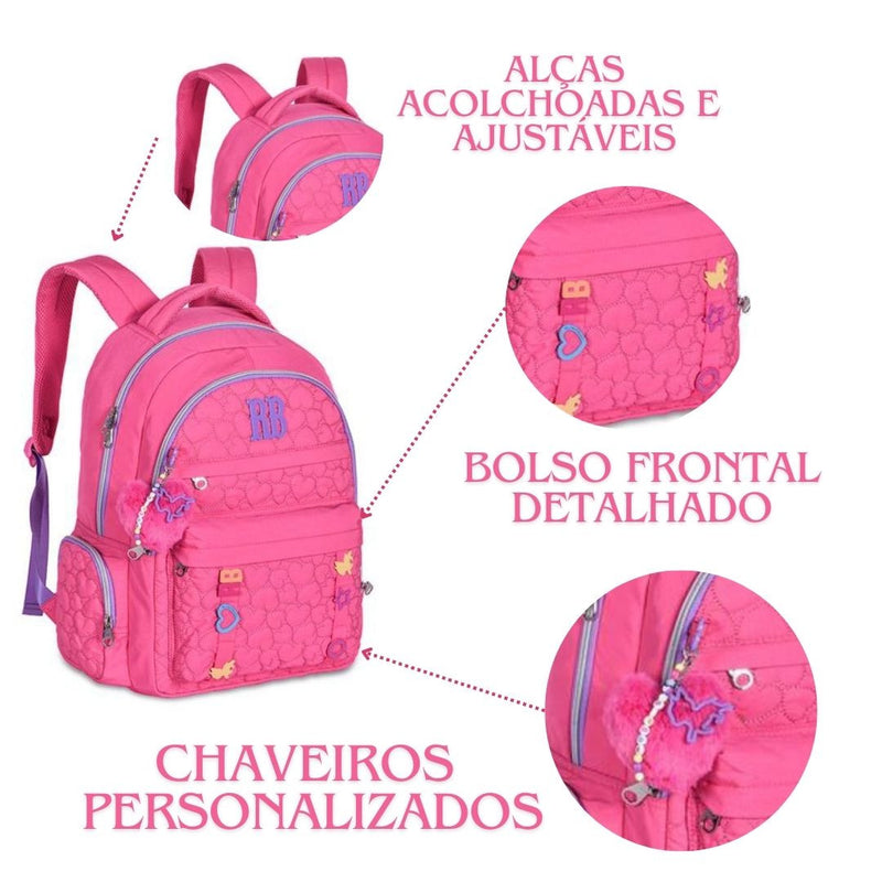 Kit Mochila Costas Rebecca Bonbon Estojo Box Grande Juvenil Feminino Meninas Escolar Clio