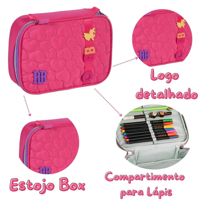 Kit Mochila Costas Rebecca Bonbon Estojo Box Grande Juvenil Feminino Meninas Escolar Clio