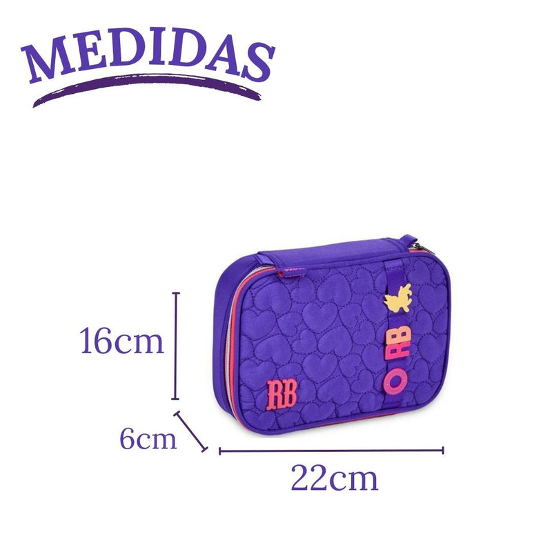 Kit Mochila Costas Rebecca Bonbon Roxa Estojo Box Juvenil Escolar Meninas Feminino Clio