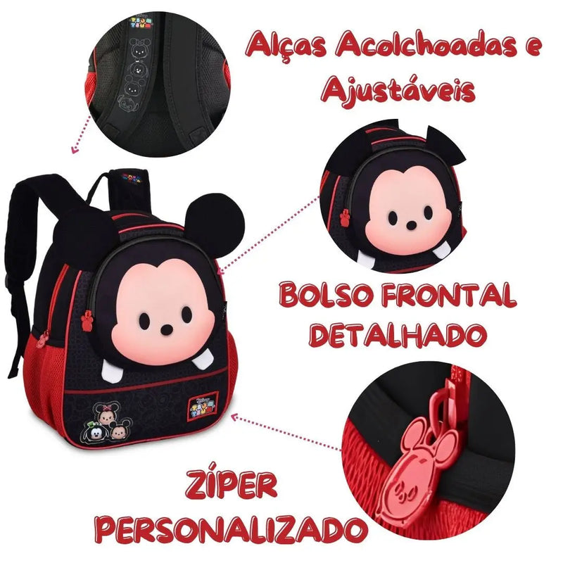 Kit Mochila Costas Bolsa Mickey Mouse Disney Lancheira Térmica Lanche Escolar Unissex Infantil Megalomania
