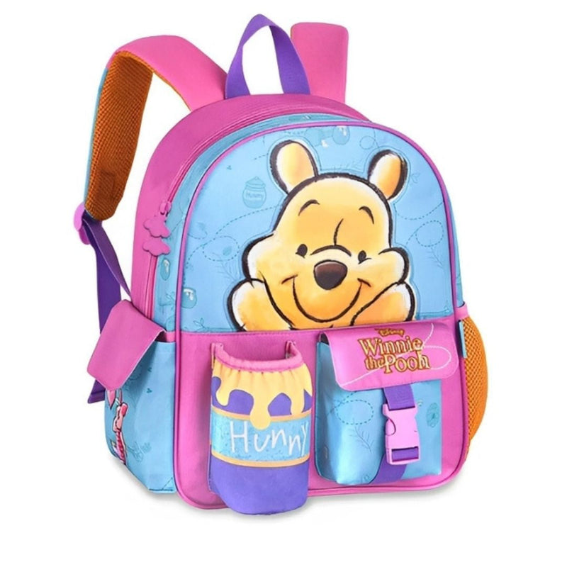 Mochila De Costas Ursinho pooh Espaçosa Organização Escolar Material Rosa Feminino Meninas Colorido Ponto Criativo