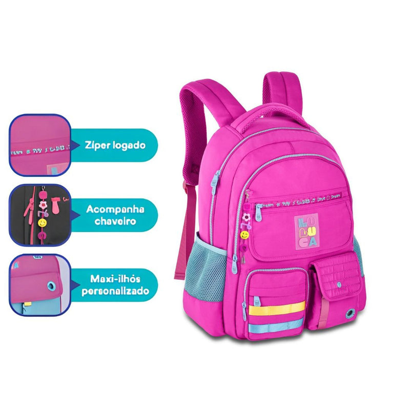 Mochila De Costas Luluca Games Juvenil Infantil Colorida Espaçosa Grande Escolar Volta as Aulas 2025