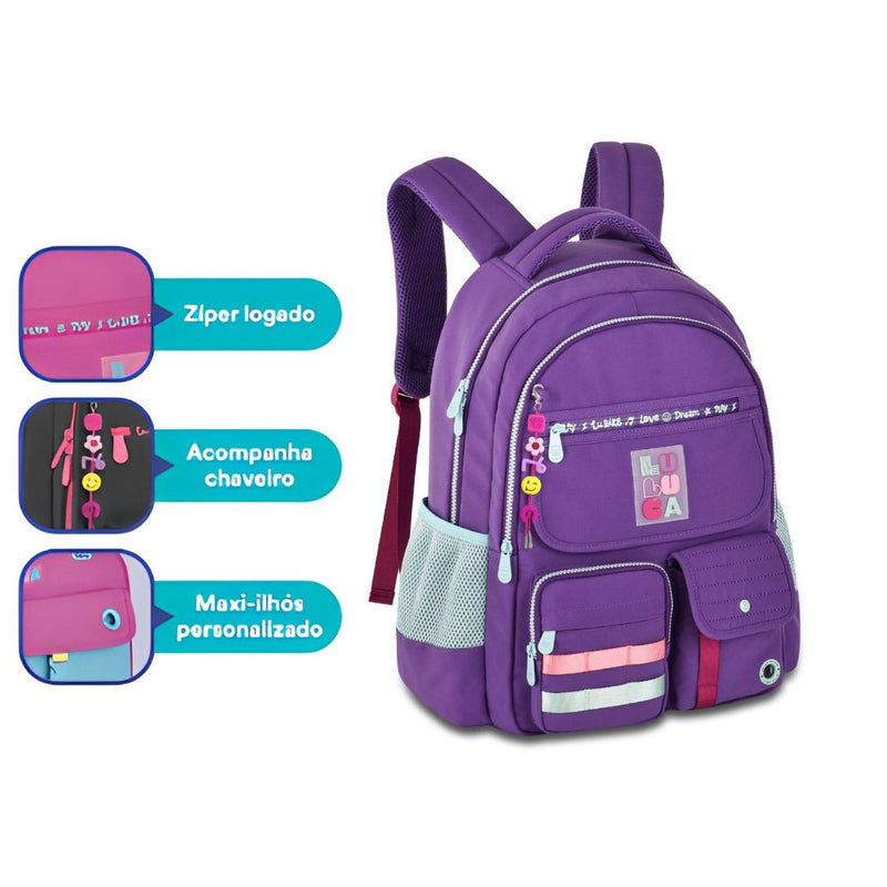 Mochila De Costas Luluca Games Juvenil Infantil Colorida Espaçosa Grande Escolar Volta as Aulas 2025