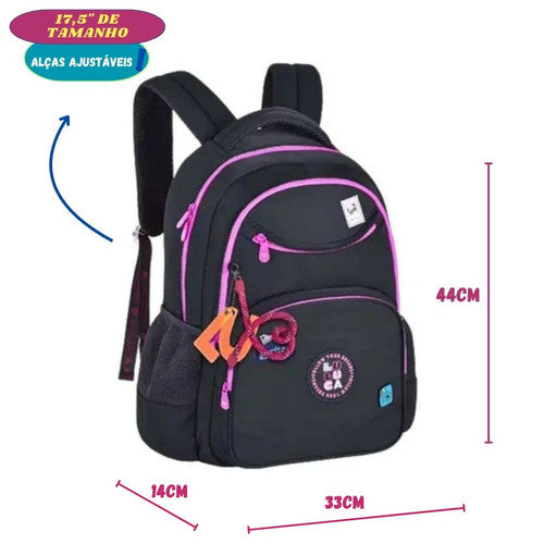 Mochila Costas Luluca Escolar Oficial Notebook Resistente Durável Espaçosa Feminina Grande Menina Youtube