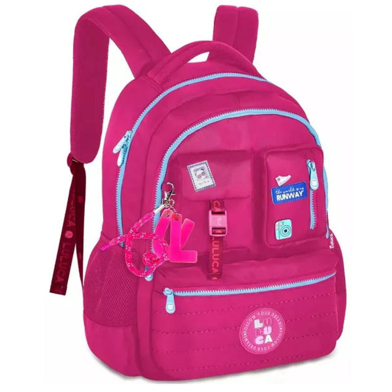 MOCHILA DE COSTAS LULUCA PRETO ROSA AZUL 17,5" LU24636 Megalomania